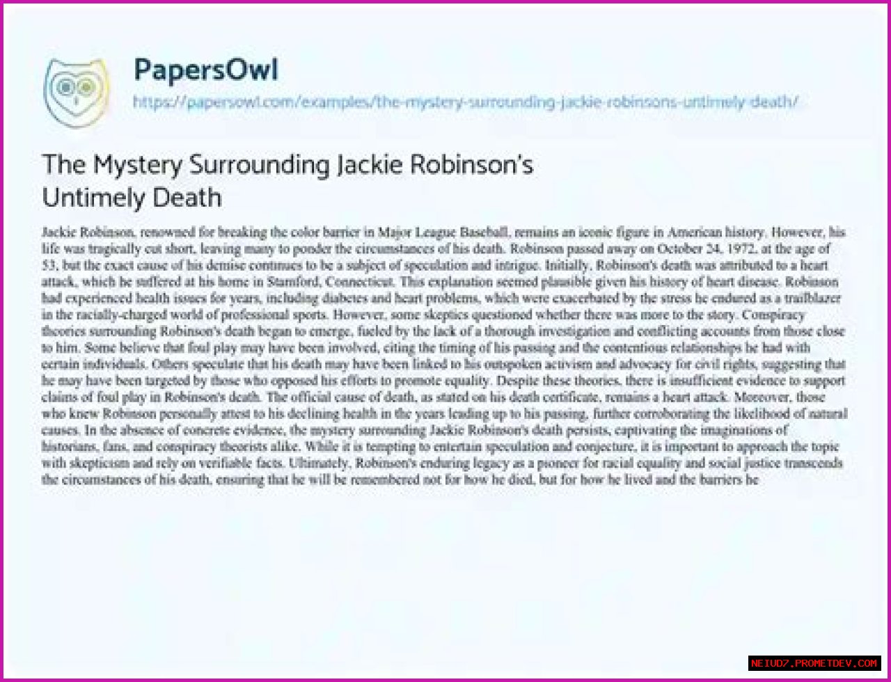 Uncovering The Mysteries Surrounding His Untimely Death
